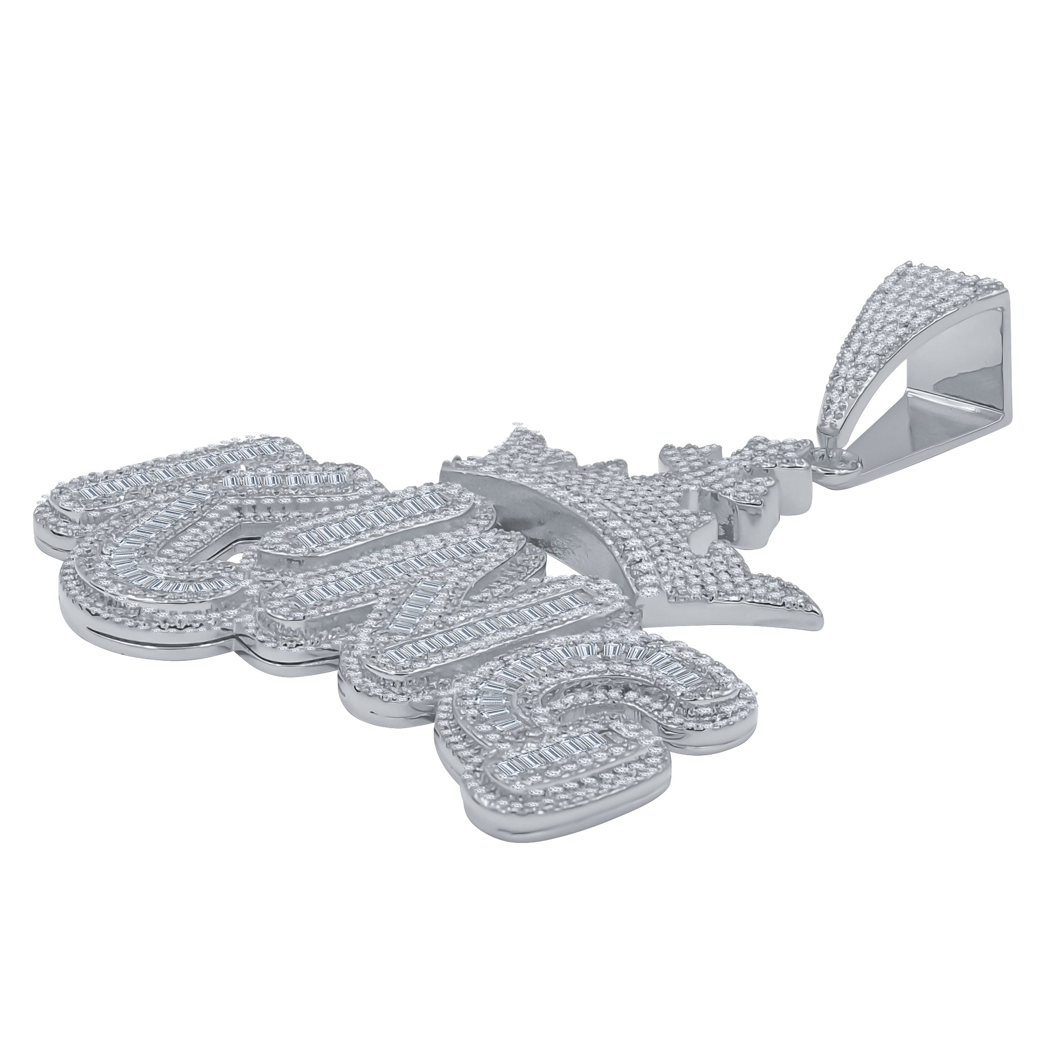 Regal Moissanite Pendant featuring hand-set cubic zircon stones in a brass copper metal design, symbolizing leadership and ambition.