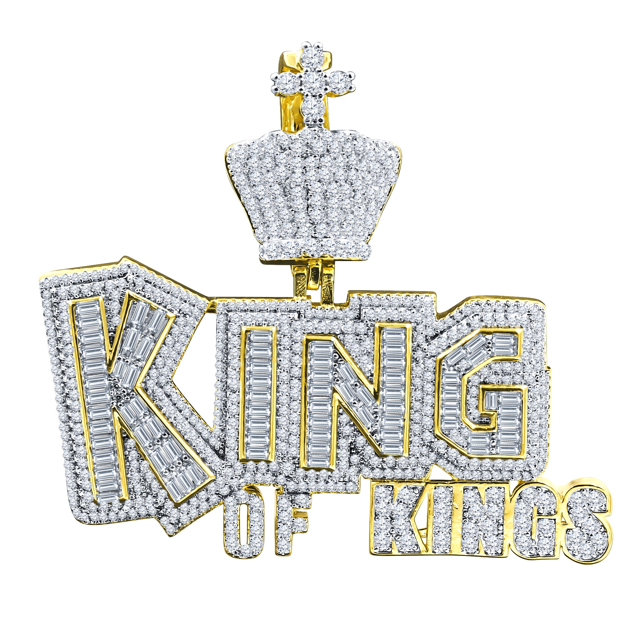 REX Hip Hop Crystal Pendant featuring a crown design with radiant cubic zircon stones, crafted from high-quality brass copper.