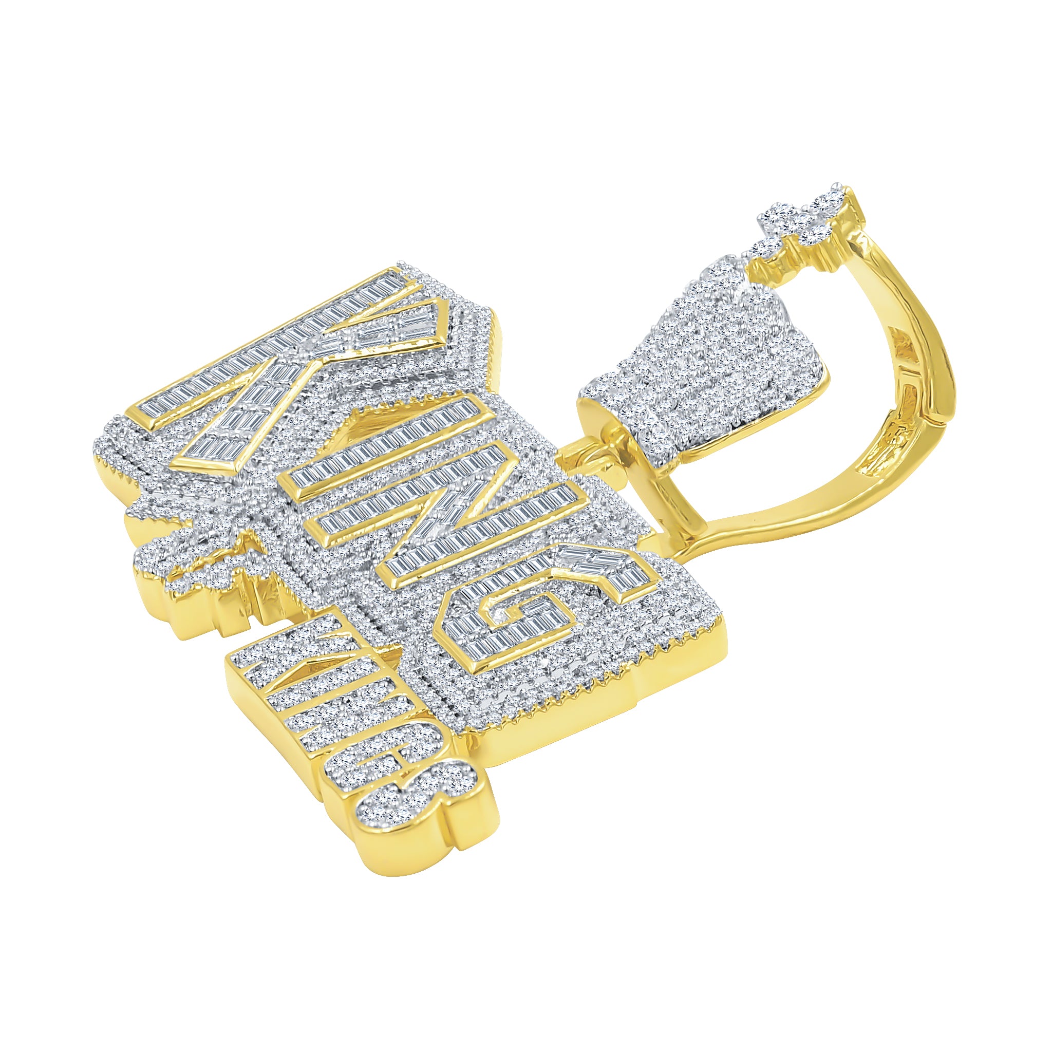 REX Hip Hop Crystal Pendant featuring a crown design with radiant cubic zircon stones, crafted from high-quality brass copper.