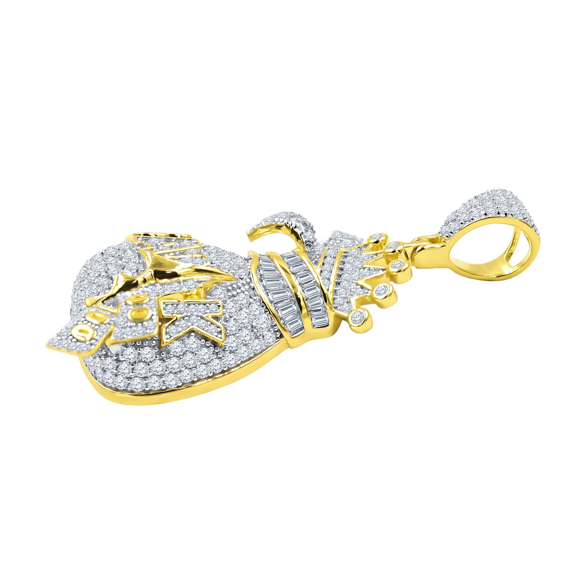 RIPAE Sterling Silver Pendant featuring intricate cubic zircon stones and a dollar bag design, symbolizing wealth and prosperity.