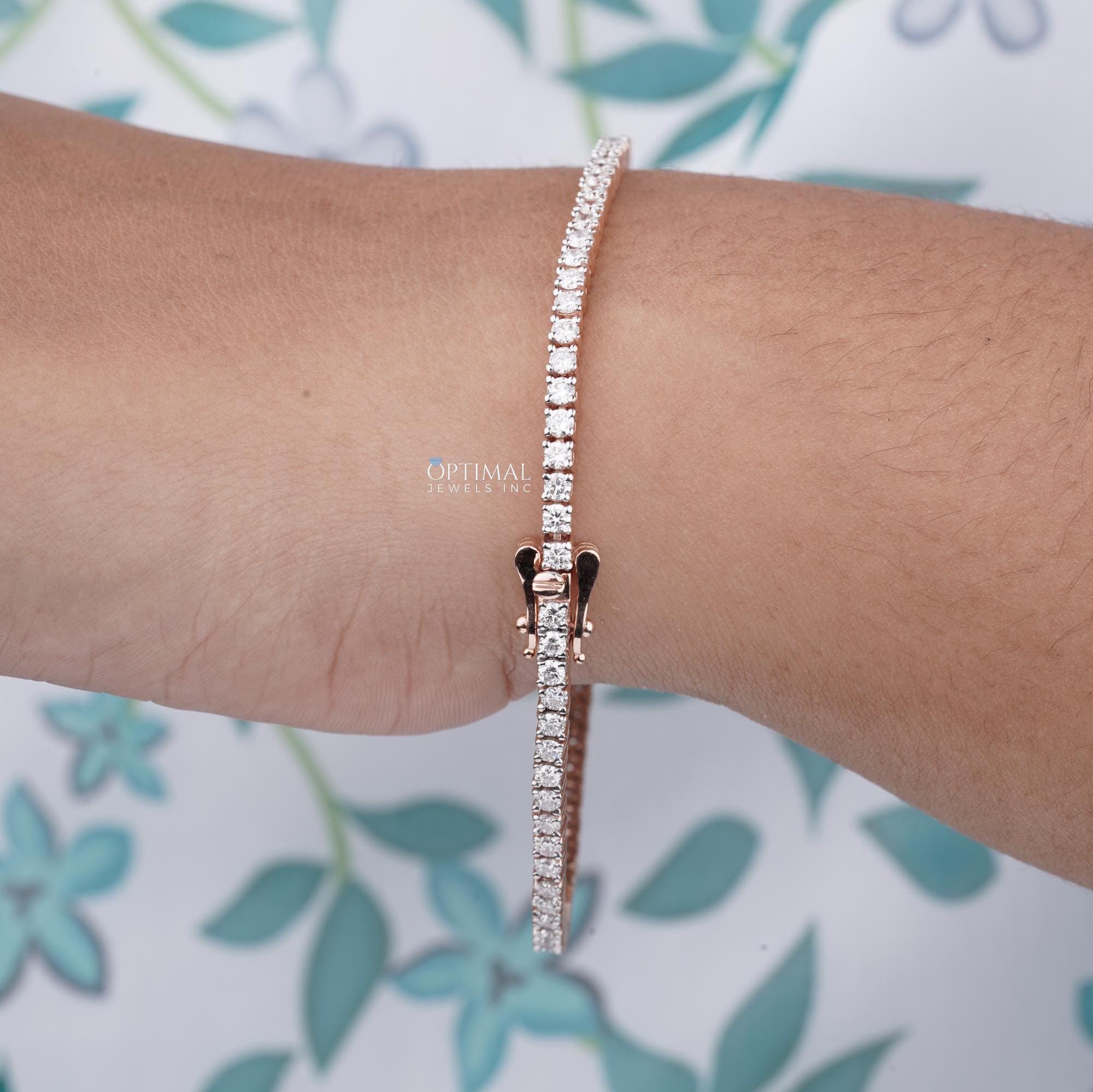 Elegant rose gold bracelet featuring a 1.00 CT round cut lab-grown diamond, perfect for everyday wear.