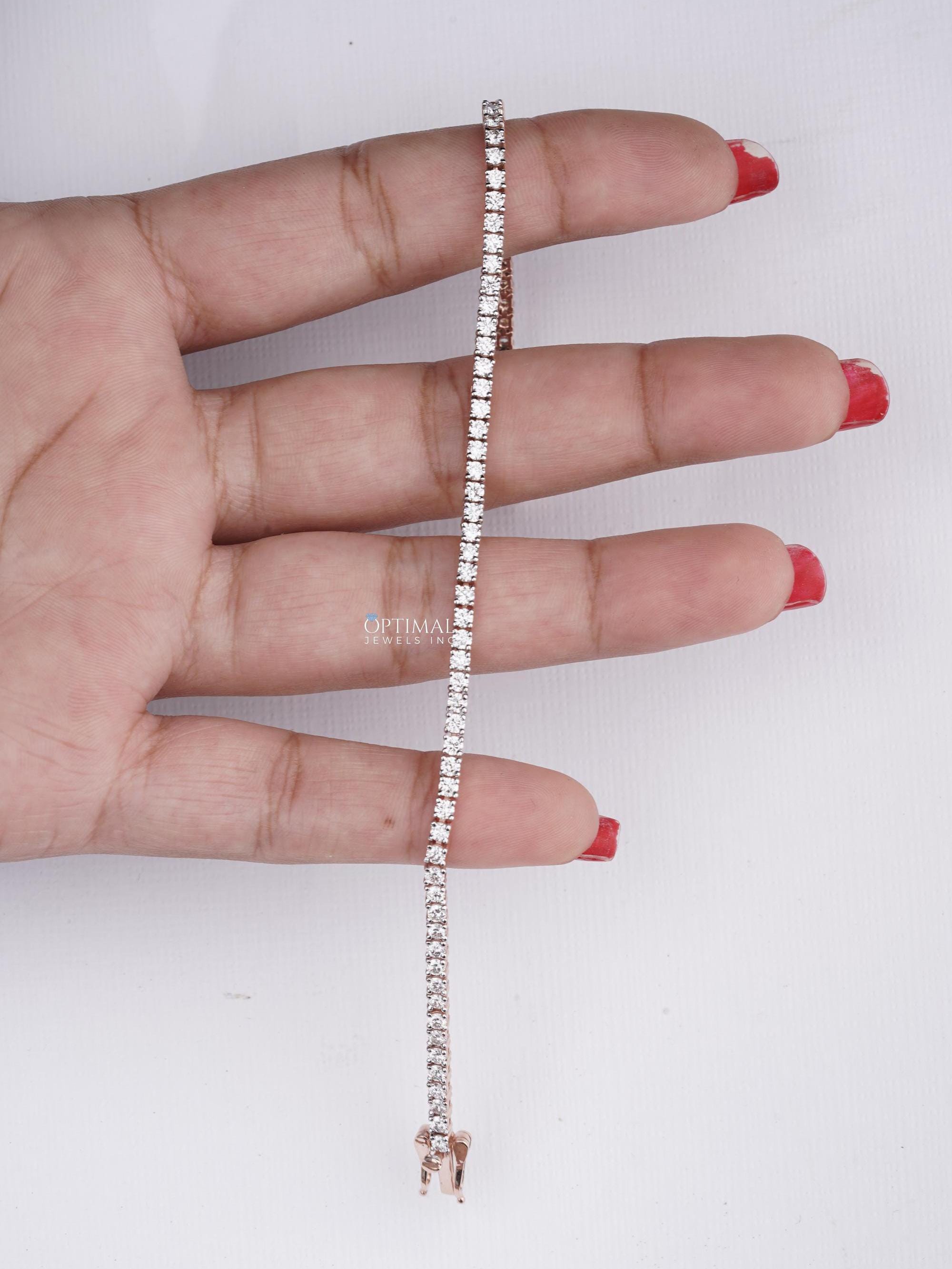 Elegant rose gold bracelet featuring a 1.00 CT round cut lab-grown diamond, perfect for everyday wear.