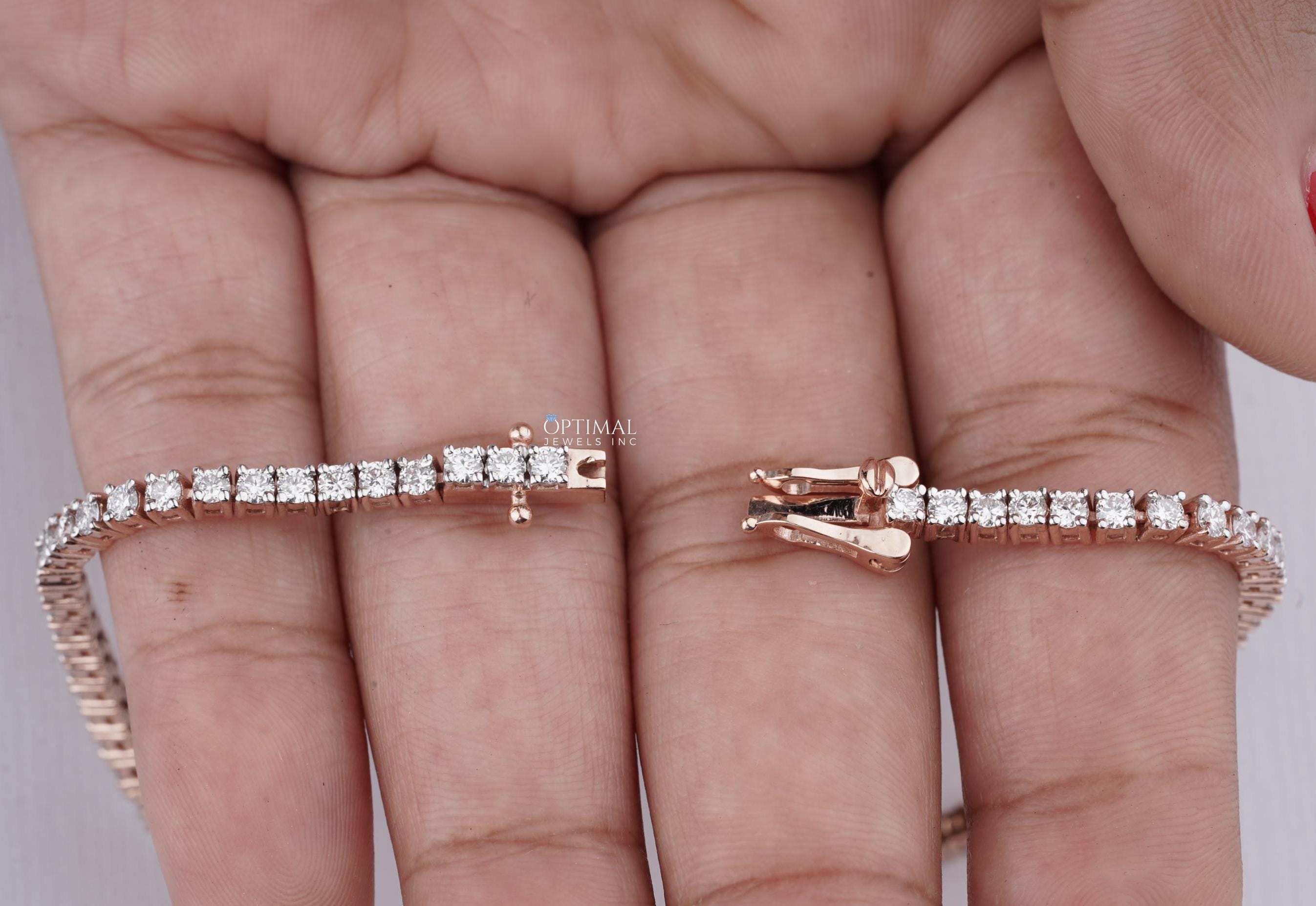 Elegant rose gold bracelet featuring a 1.00 CT round cut lab-grown diamond, perfect for everyday wear.