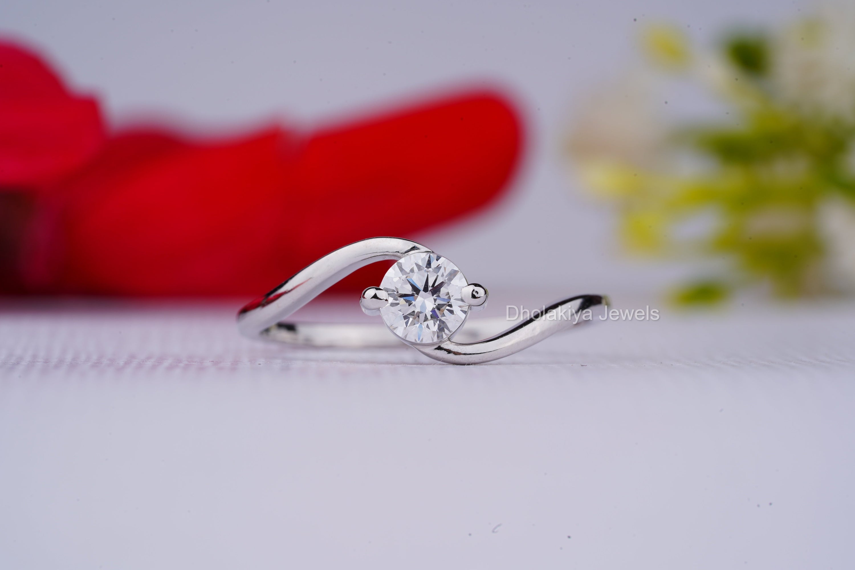 Elegant round lab grown wedding ring featuring a single diamond, symbolizing eternal love and commitment.