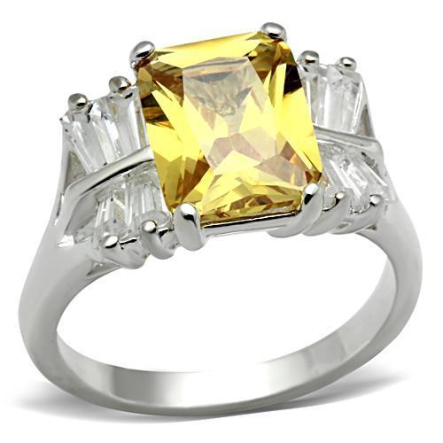 SS012 Silver 925 Sterling Silver Ring featuring AAA Grade CZ in Topaz, showcasing its elegant design and sparkling center stone.
