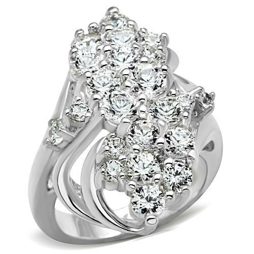 SS016 Silver 925 Sterling Silver Ring featuring a clear AAA Grade CZ stone, showcasing its elegant design and polished finish.