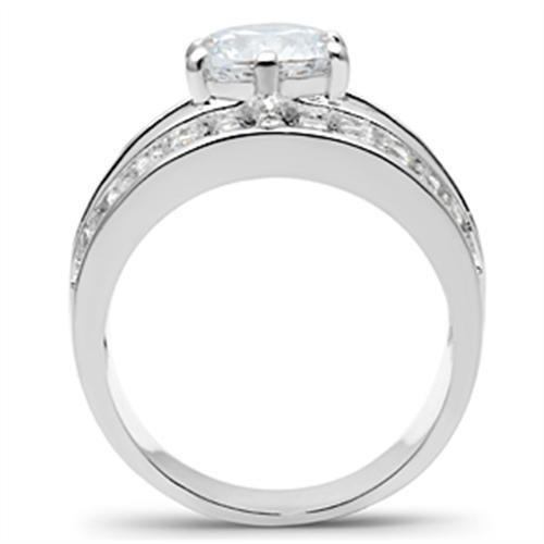 SS019 Silver 925 Sterling Silver Ring featuring a clear AAA Grade CZ stone, showcasing its elegant design and high-quality craftsmanship.