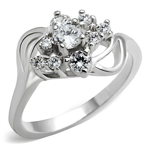 SS032 Silver 925 Sterling Silver Ring featuring a clear AAA Grade CZ stone, showcasing elegance and quality craftsmanship.