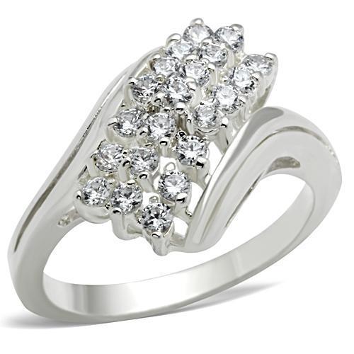 SS038 Silver 925 Sterling Silver Ring featuring a clear AAA Grade CZ stone, showcasing its elegant design and polished finish.