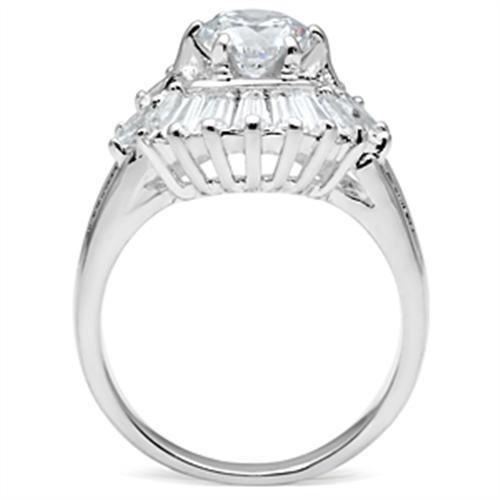 SS039 Silver 925 Sterling Silver Ring featuring a clear AAA Grade CZ stone, showcasing its elegant design and polished finish.