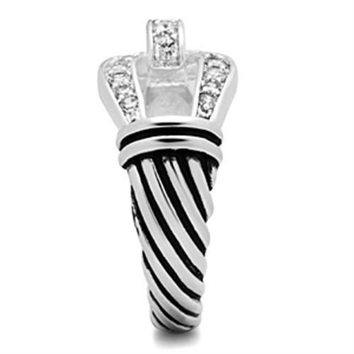 SS050 Silver 925 Sterling Silver Ring featuring a clear AAA Grade CZ stone, showcasing its elegant design and high-quality craftsmanship.