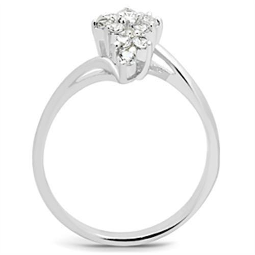 SS054 Silver 925 Sterling Silver Ring featuring a clear AAA Grade CZ stone, showcasing its elegant design and high-quality craftsmanship.