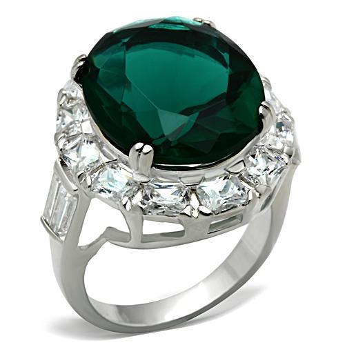 SS007 Silver 925 Sterling Silver Ring featuring a blue zircon synthetic glass center stone, showcasing a polished silver finish.