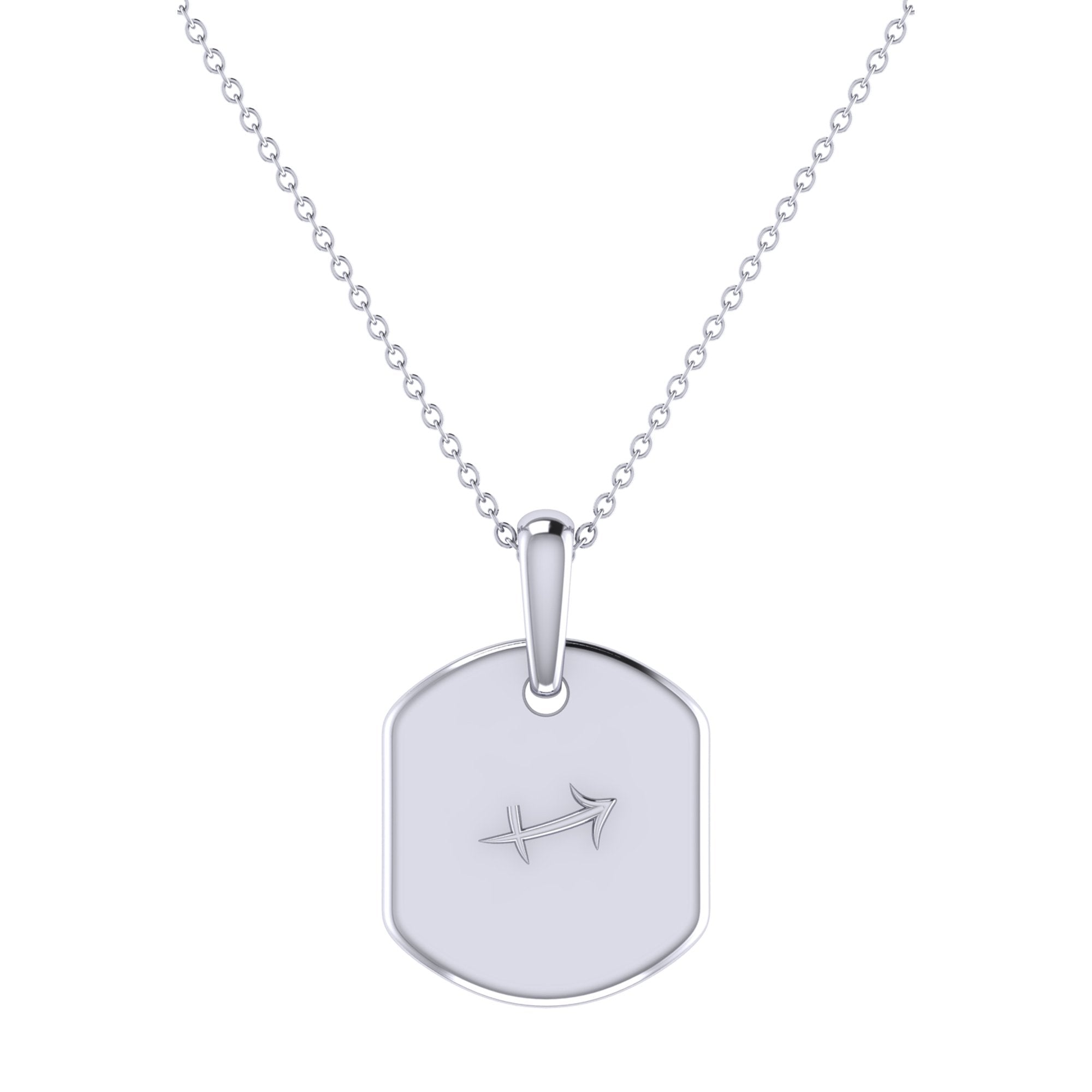 Sagittarius Archer Constellation Tag Pendant Necklace featuring blue topaz and diamonds in 925 Sterling Silver.