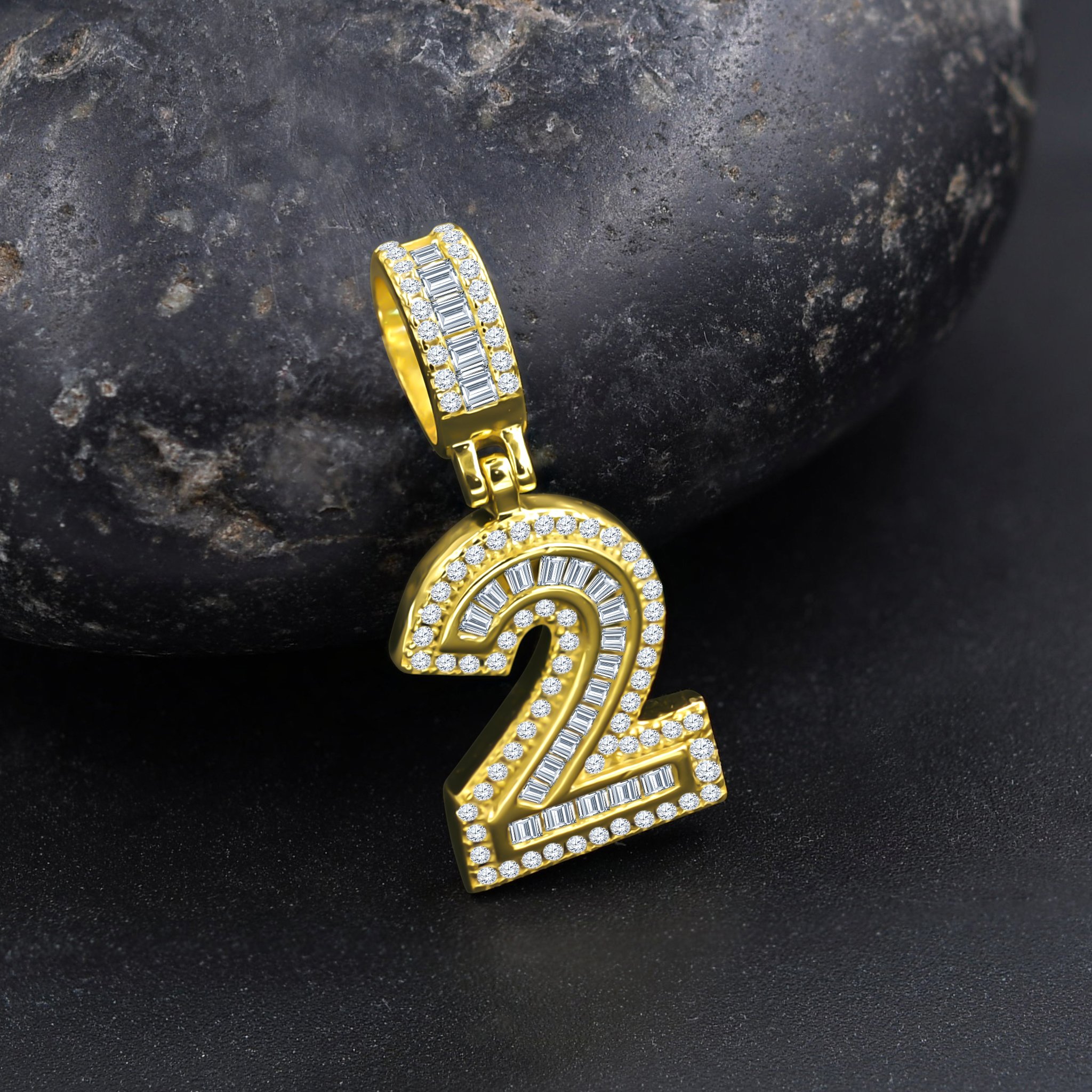 CIPHER Sterling Silver Numeric Pendant with cubic zirconia stones, showcasing a stylish design for personalized jewelry.