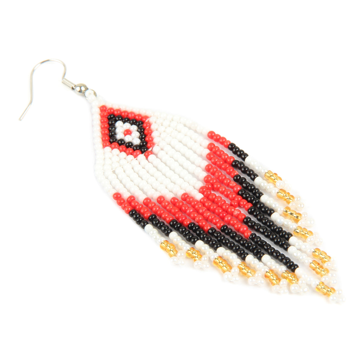 Colorful seed beads dangling drop earrings by DOBBI, showcasing a vibrant design perfect for summer and casual outfits.