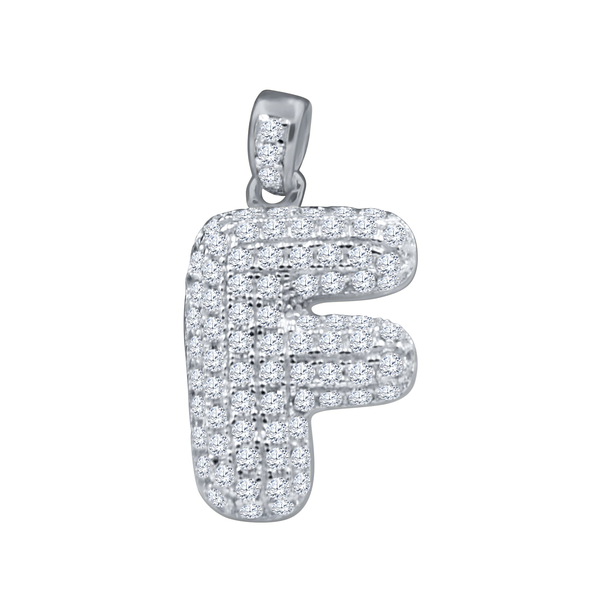 SEIGNEURIAL Initial Pendant featuring a personalized letter adorned with cubic zirconia stones in sterling silver or gold plating.