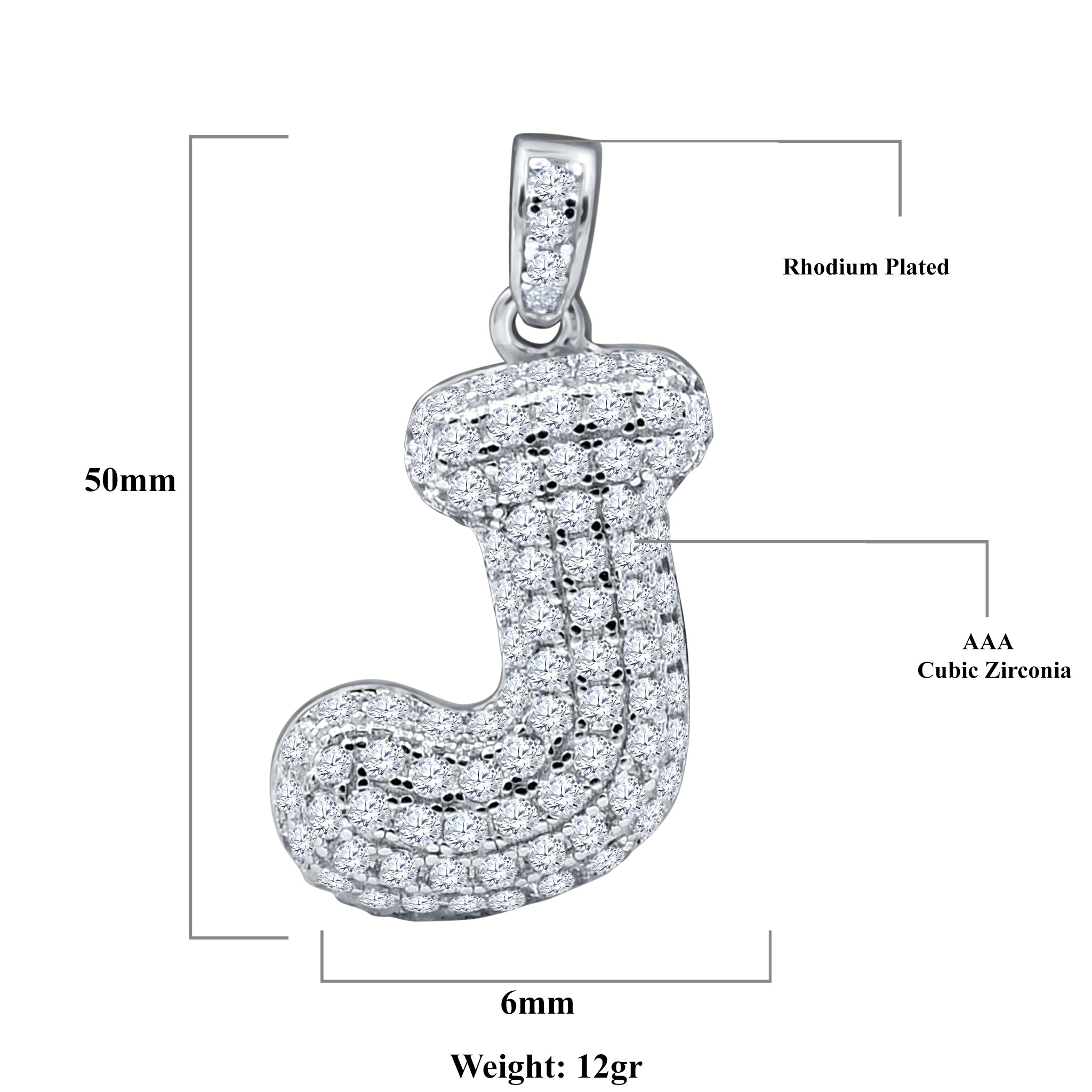 SEIGNEURIAL Initial Pendant featuring a personalized letter adorned with cubic zirconia stones in sterling silver or gold plating.