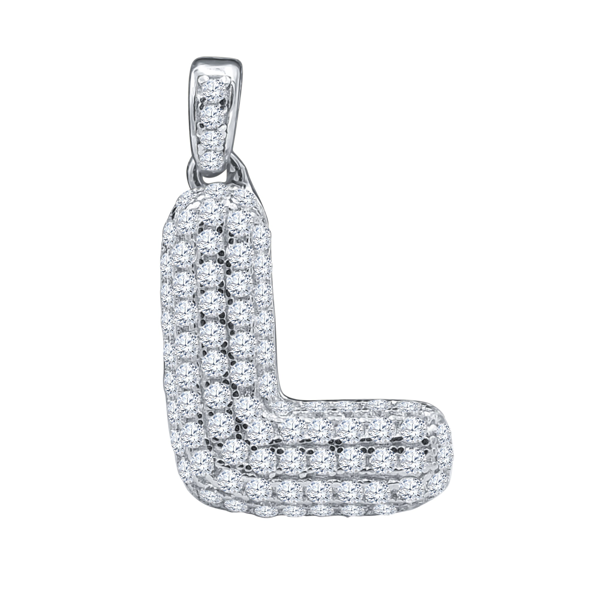 SEIGNEURIAL Initial Pendant featuring a personalized letter adorned with cubic zirconia stones in sterling silver or gold plating.