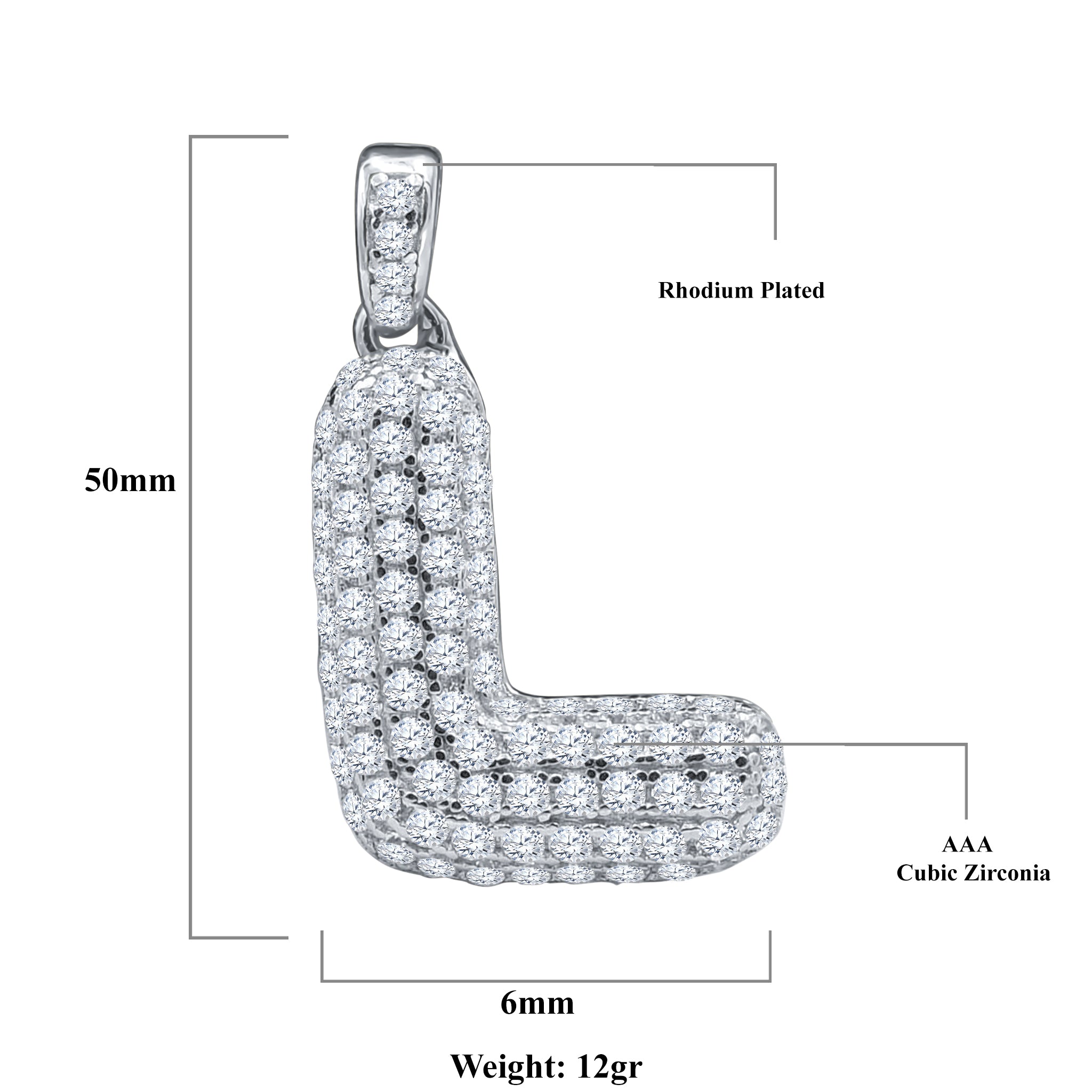 SEIGNEURIAL Initial Pendant featuring a personalized letter adorned with cubic zirconia stones in sterling silver or gold plating.