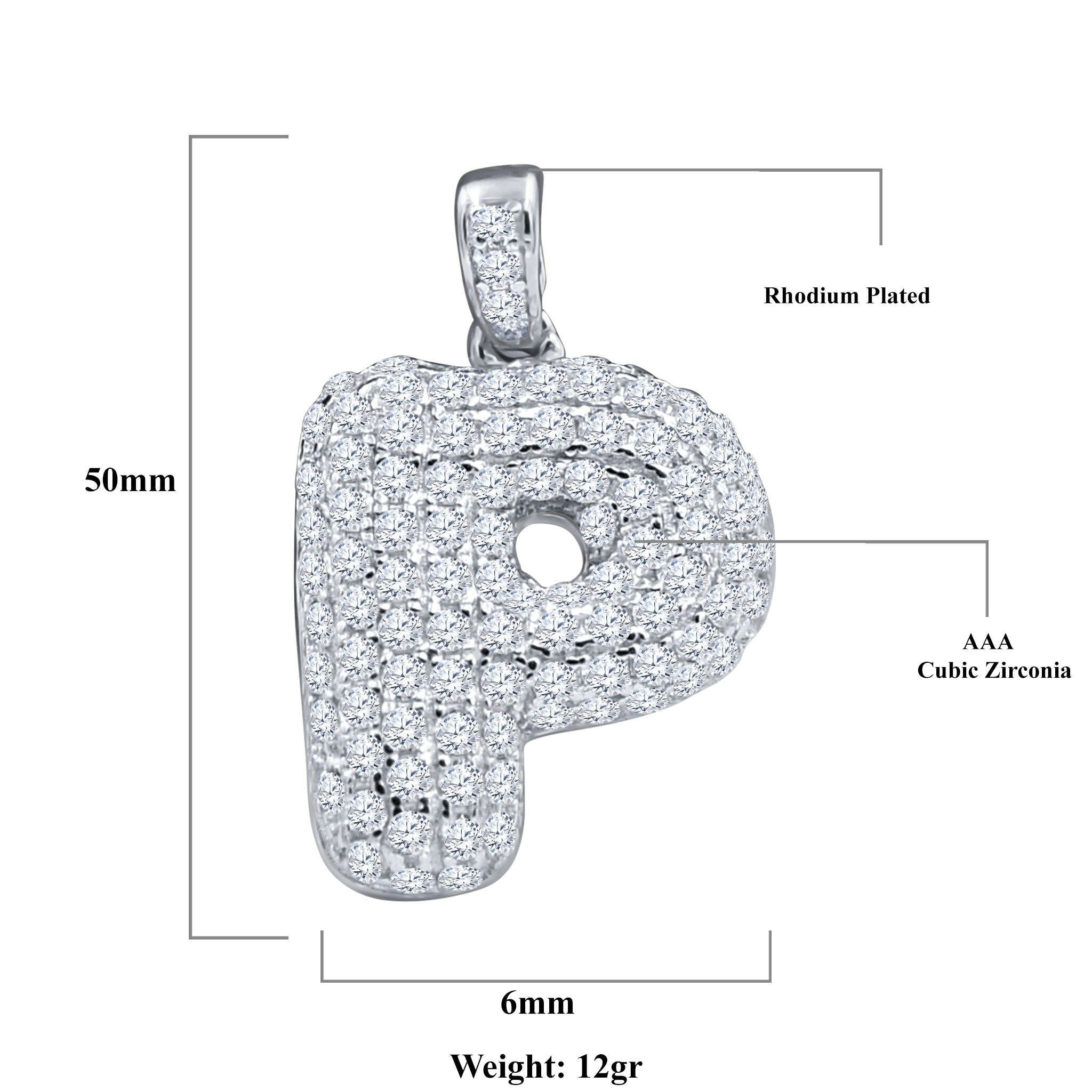 SEIGNEURIAL Initial Pendant featuring a personalized letter adorned with cubic zirconia stones in sterling silver or gold plating.