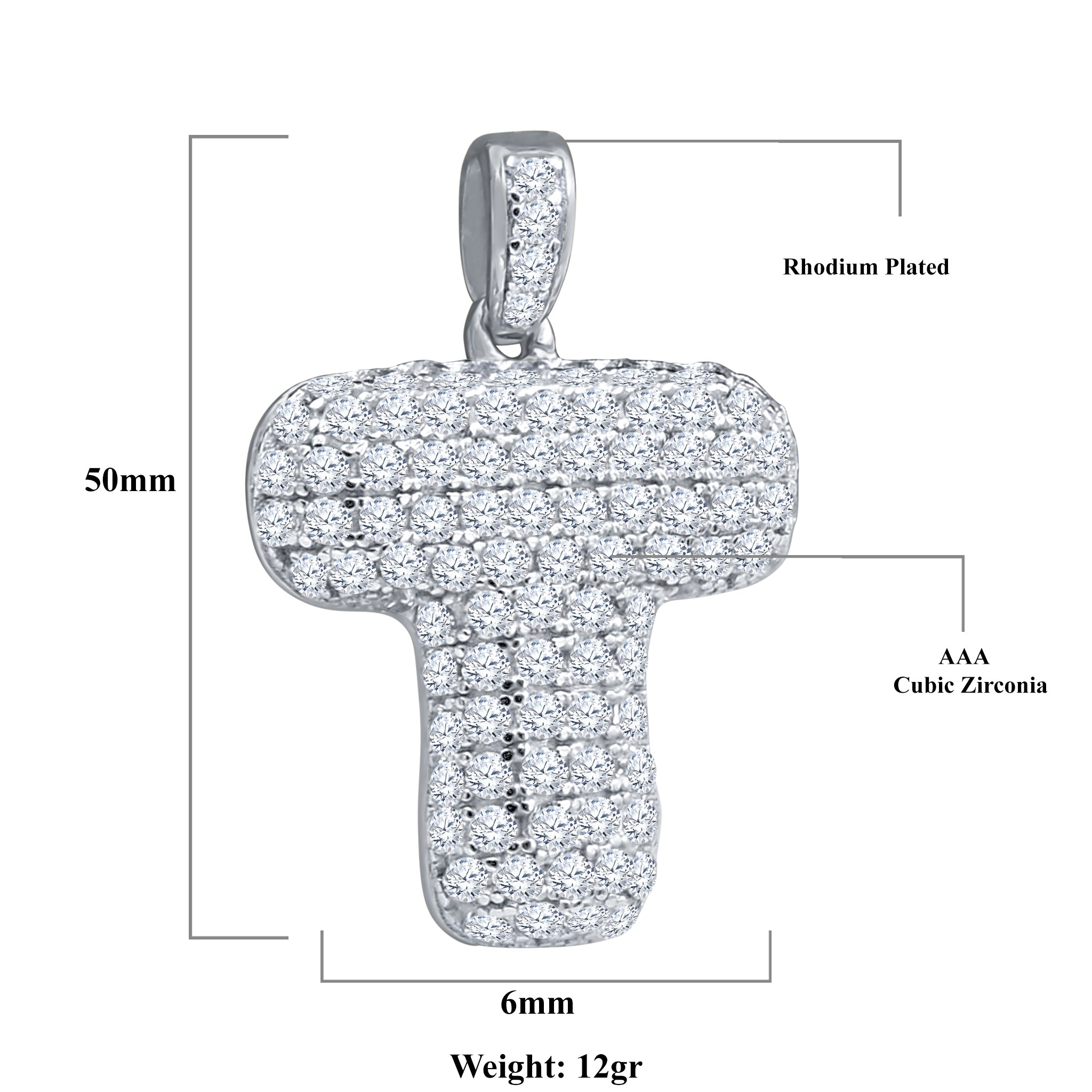 SEIGNEURIAL Initial Pendant featuring a personalized letter adorned with cubic zirconia stones in sterling silver or gold plating.