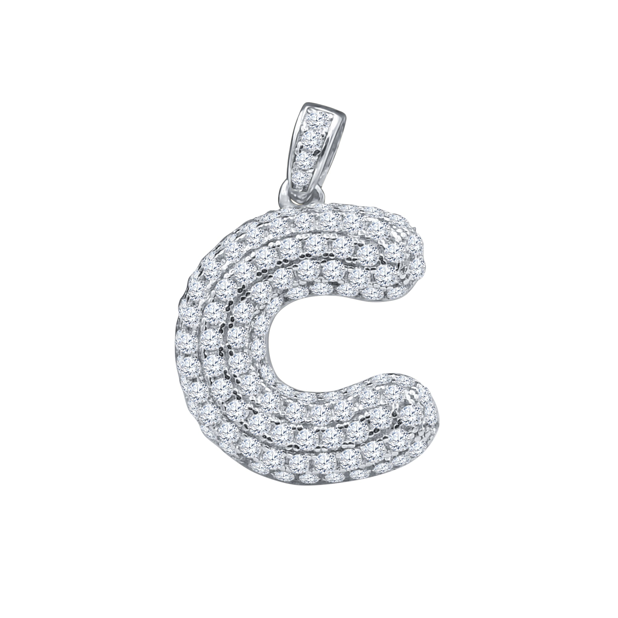 SEIGNEURIAL Initial Pendant featuring a personalized letter adorned with cubic zirconia stones in sterling silver or gold plating.