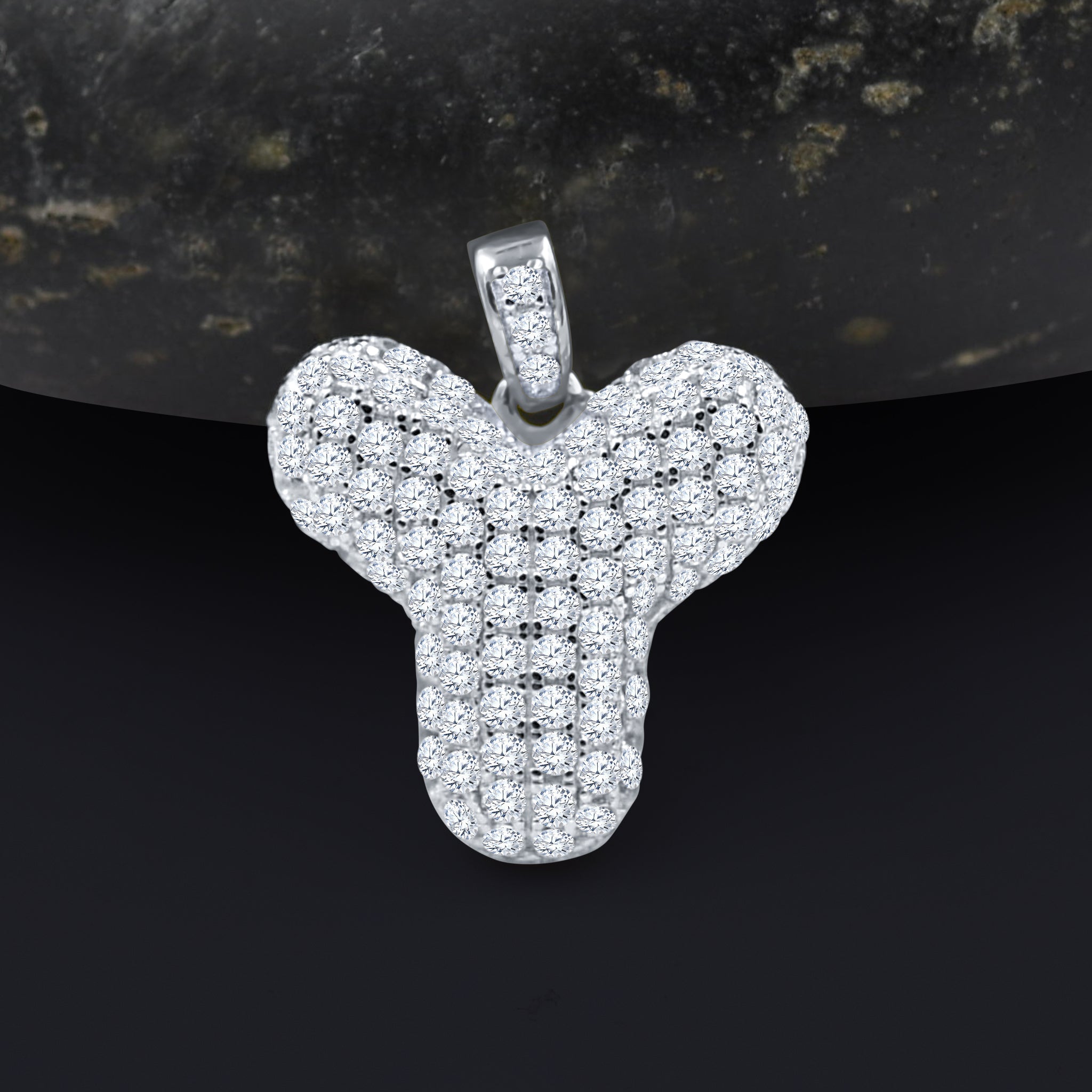 SEIGNEURIAL Initial Pendant featuring a personalized letter adorned with cubic zirconia stones in sterling silver or gold plating.