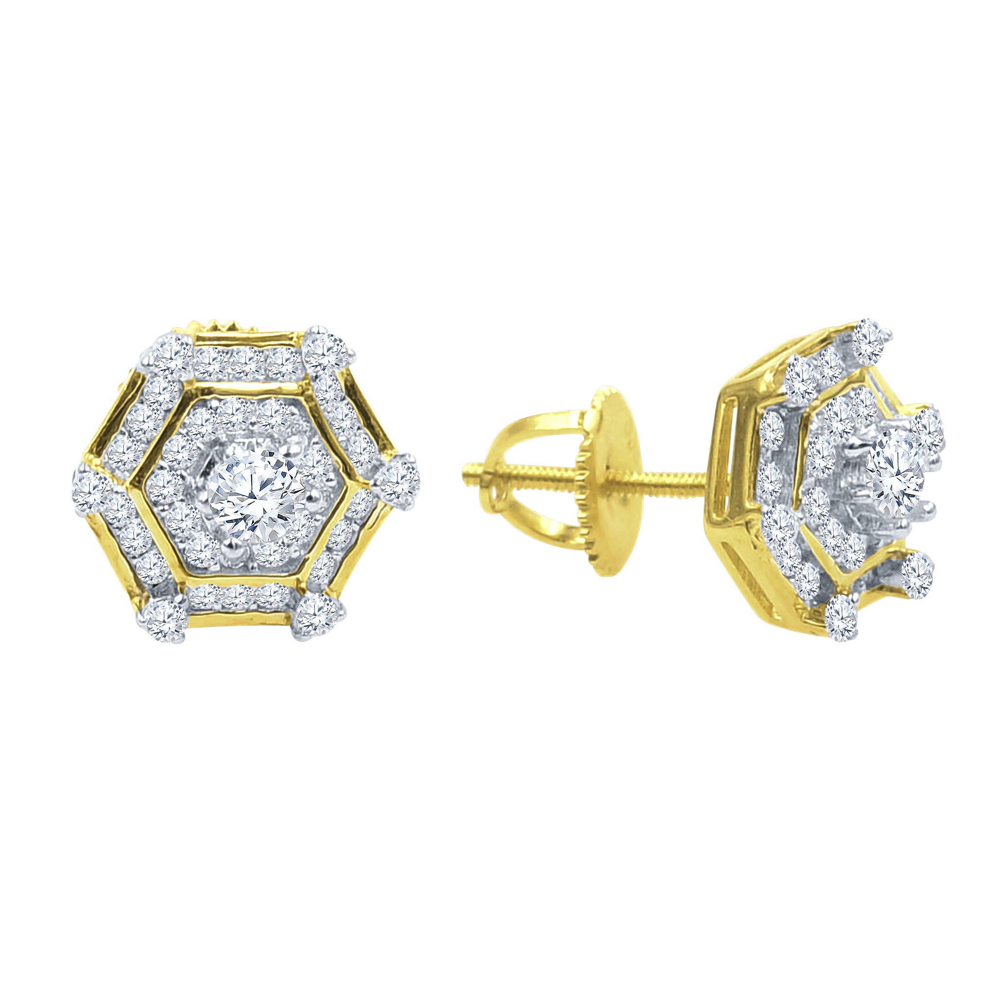 SENARY Silver Earrings featuring hexadic design with cubic zirconia stones, crafted from 925 sterling silver.