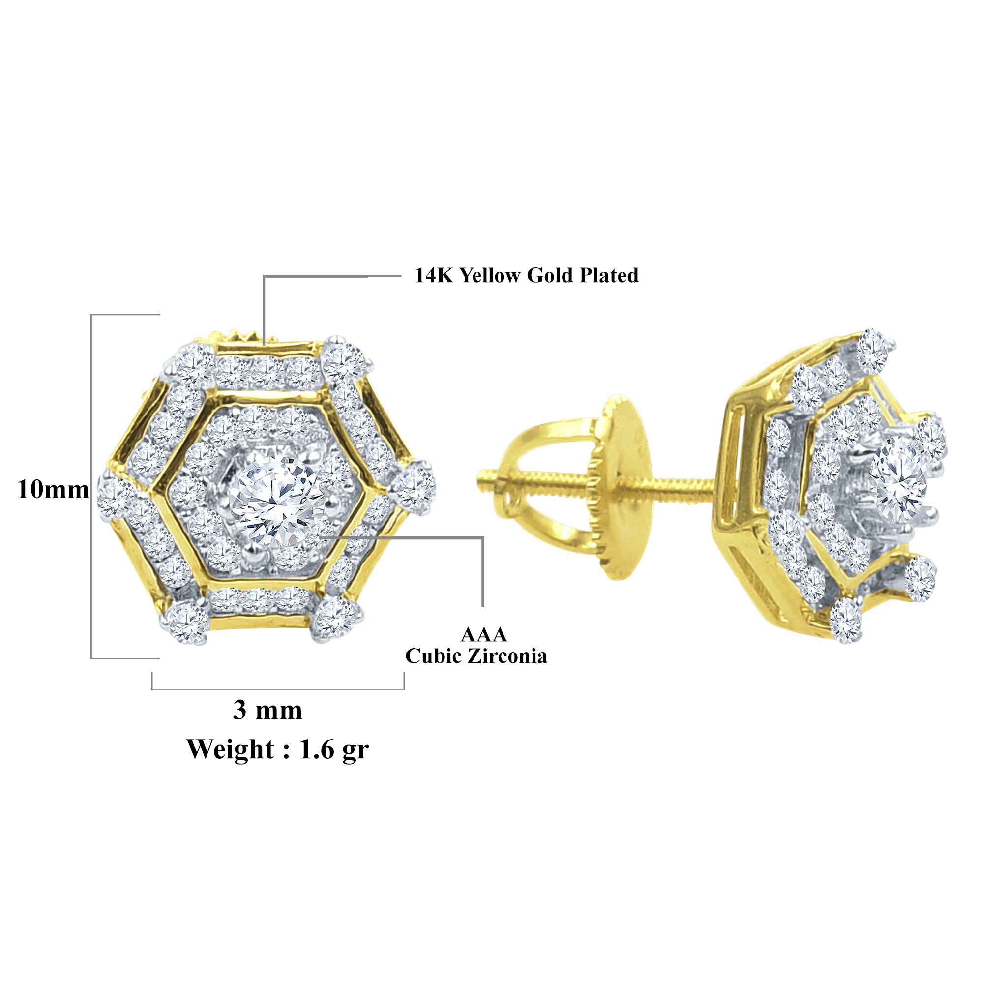 SENARY Silver Earrings featuring hexadic design with cubic zirconia stones, crafted from 925 sterling silver.