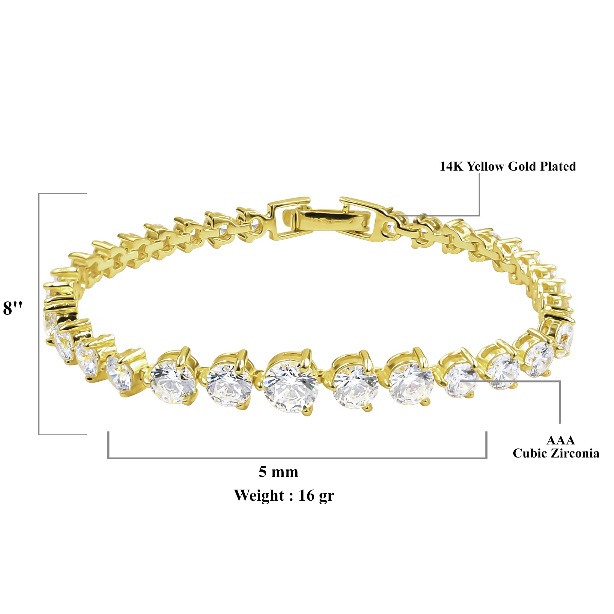 SERAC Brass Iced Out 8" Bracelet featuring sparkling CZ stones set in a prong design, showcasing elegance and style.