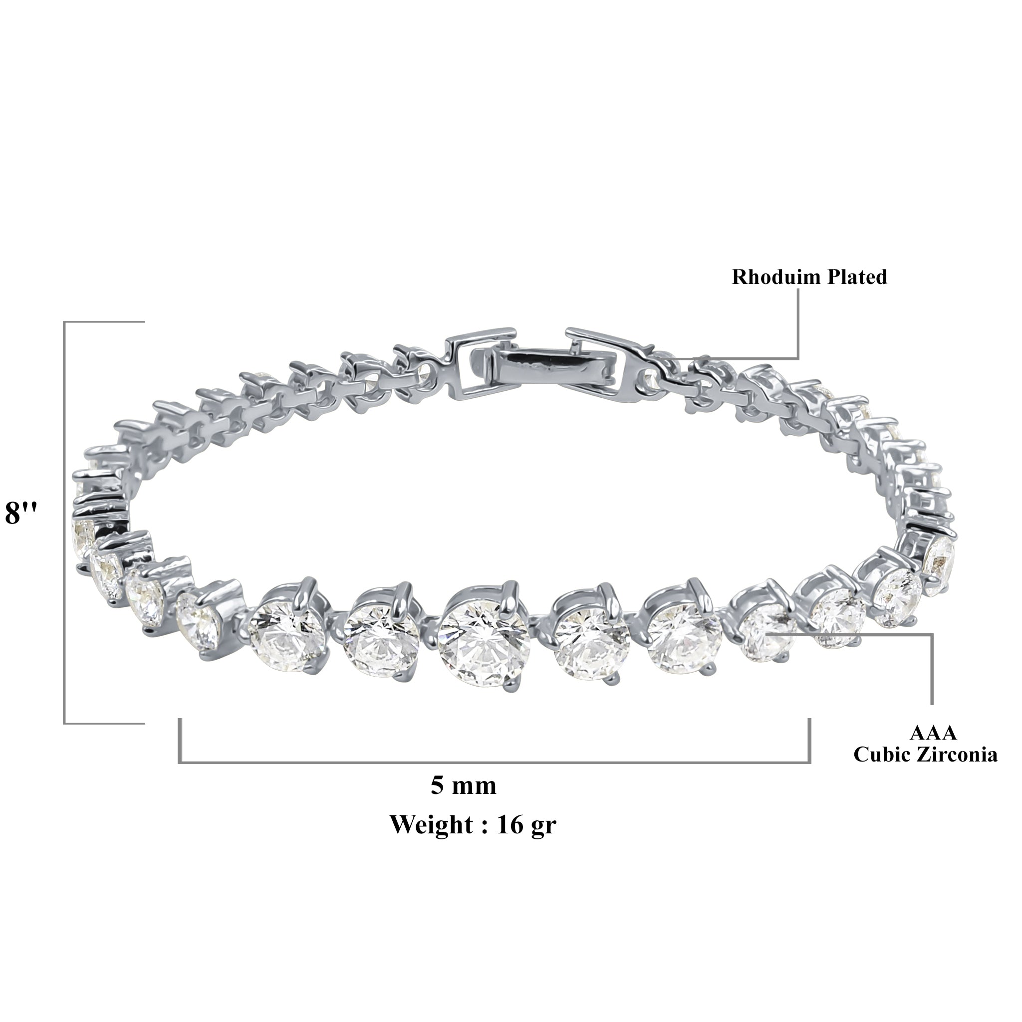 SERAC Brass Iced Out 8" Bracelet featuring sparkling CZ stones set in a prong design, showcasing elegance and style.
