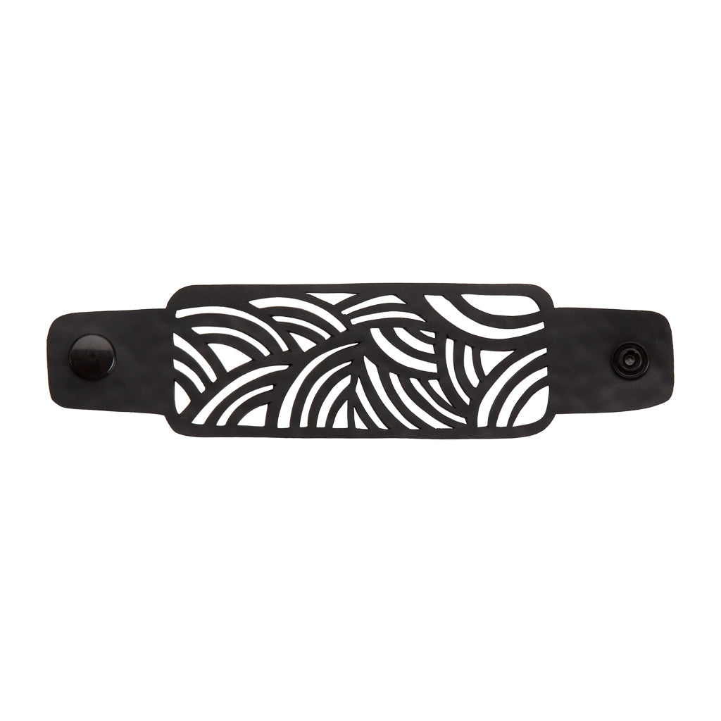 Seraphine Recycled Rubber Bracelet showcasing unique patterns and textures, handcrafted from reclaimed tyre inner tubes.