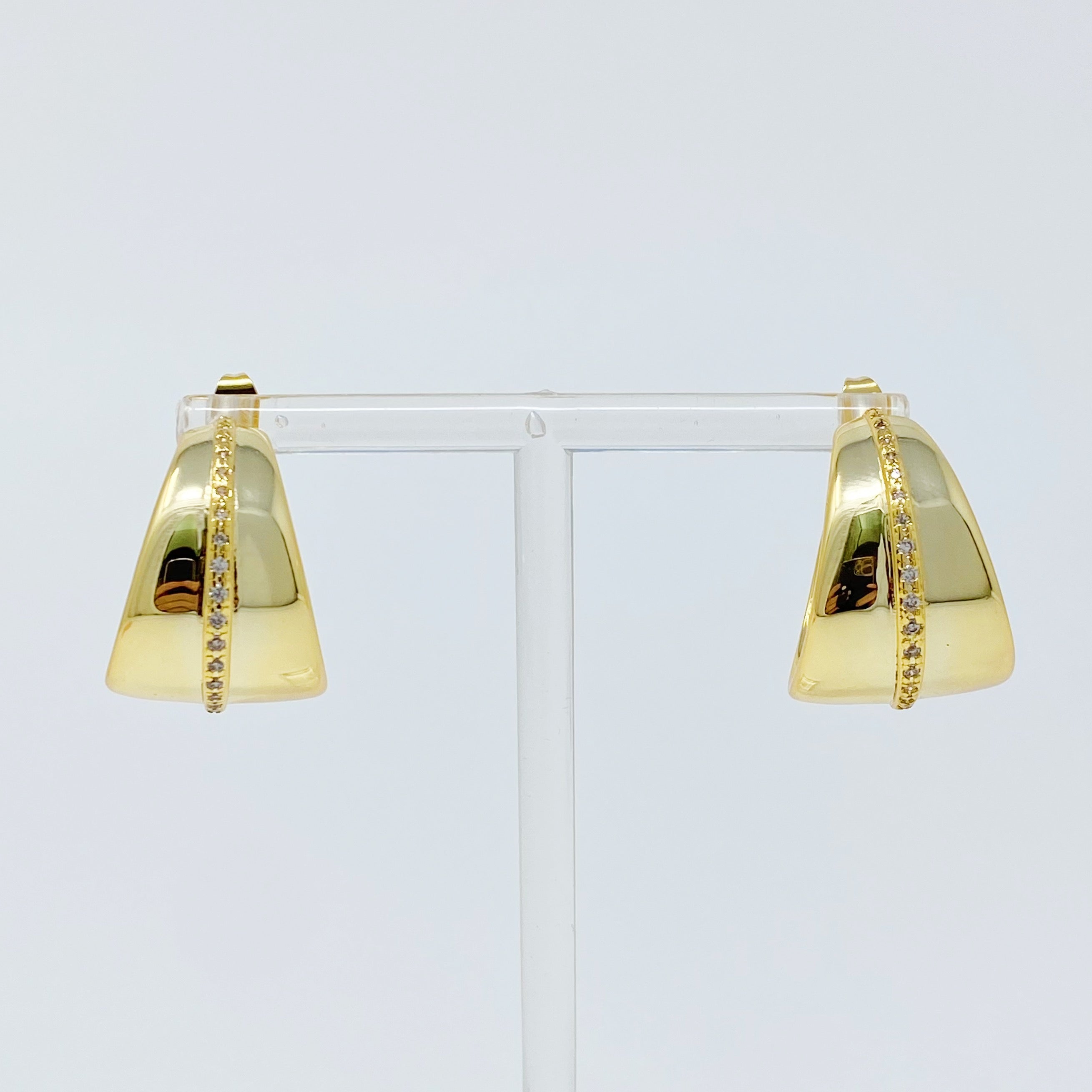 Shines All Set Hoop Earrings featuring sparkling cubic zirconia on 18K gold plated brass, perfect for any occasion.