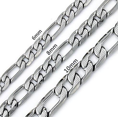 Silver Plated Brass Classic Figaro Diamond Cut Chain showcasing its elegant design and shiny finish.