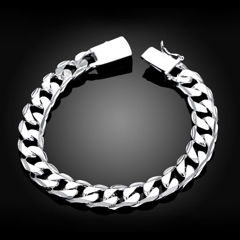 Silver plated unisex curb chain bracelet with toggle clasp, showcasing Italian design and elegant finish.