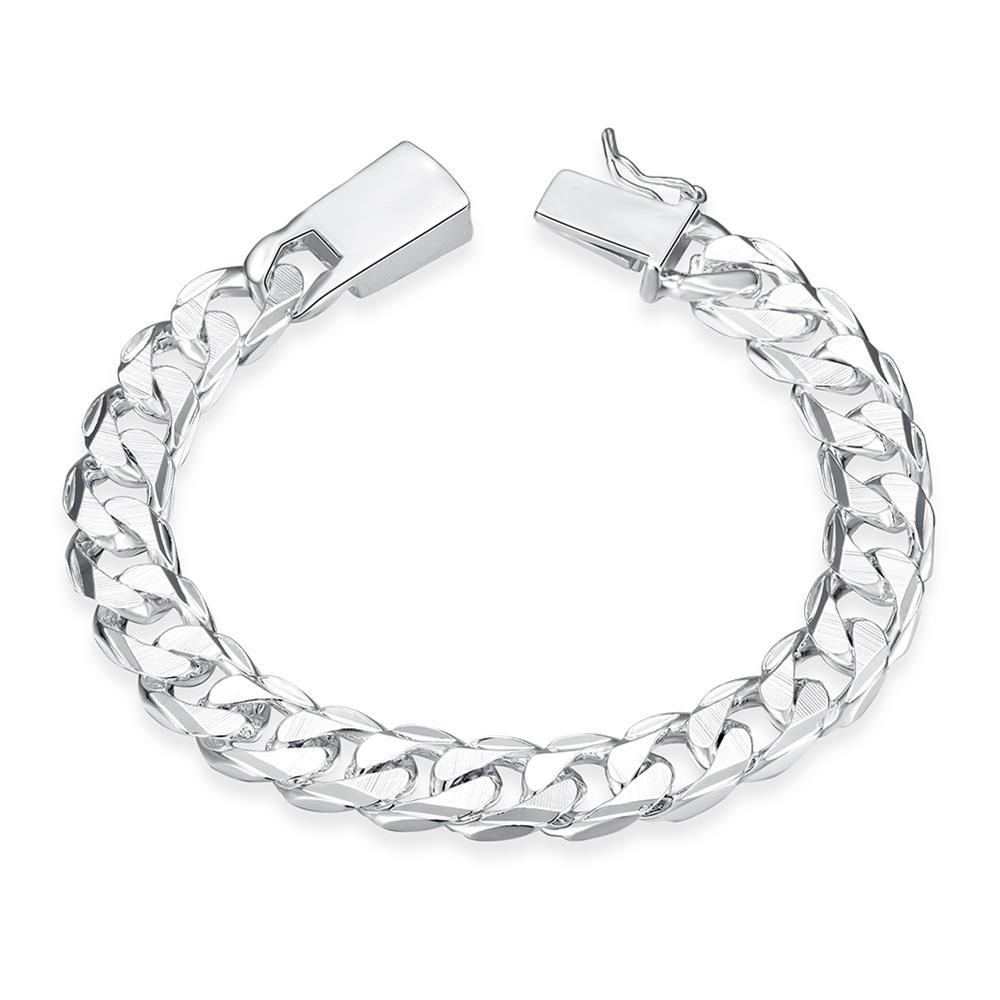 Silver plated unisex curb chain bracelet with toggle clasp, showcasing Italian design and elegant finish.