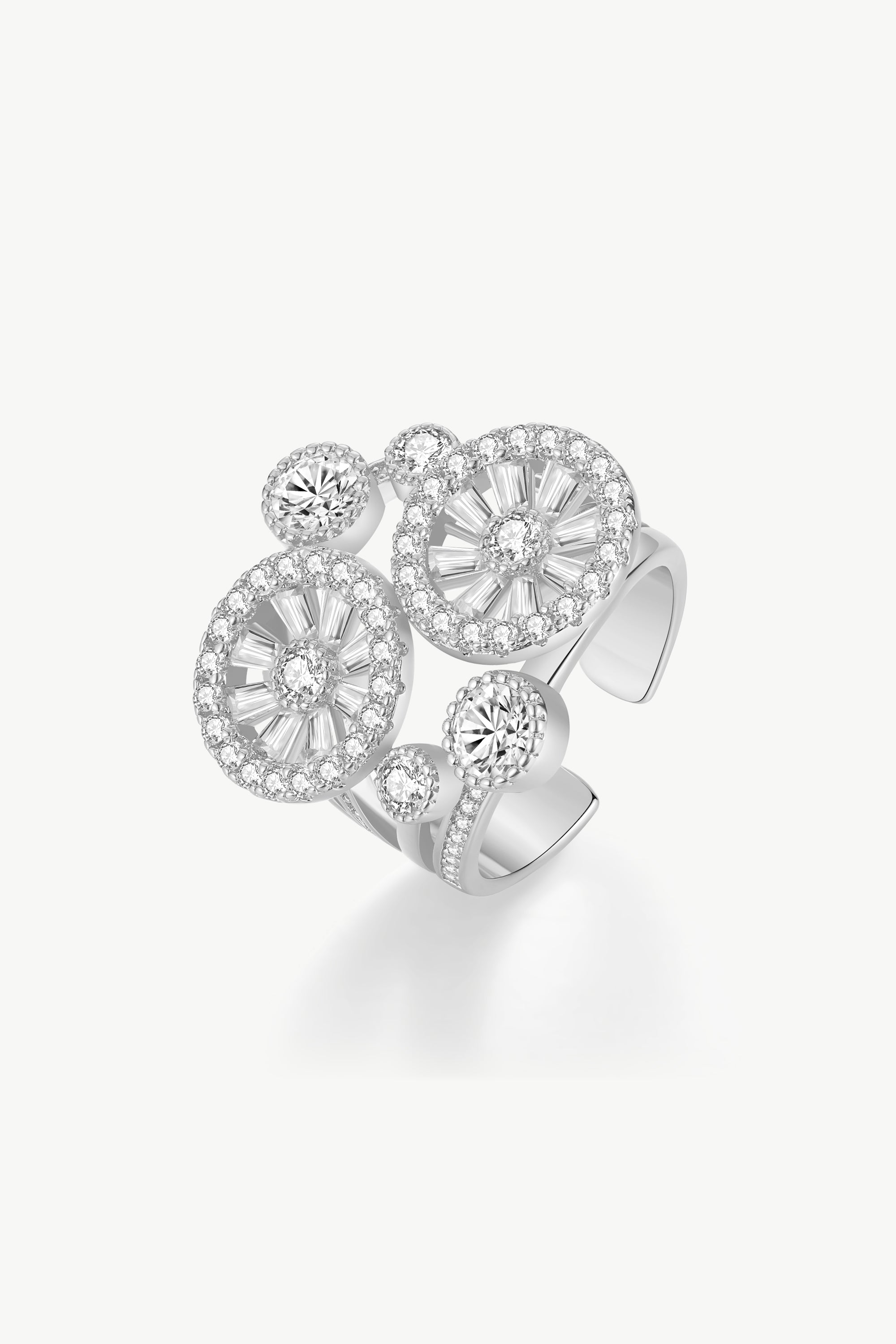 A stunning Silver Wheel of Fortune Signet Ring featuring a unique wheel design and sparkling cubic zirconia.