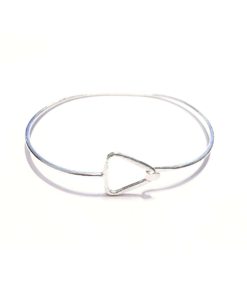 Simple Triangle Bracelet in silver and gold, featuring a minimalist triangular design, perfect for stacking or wearing alone.