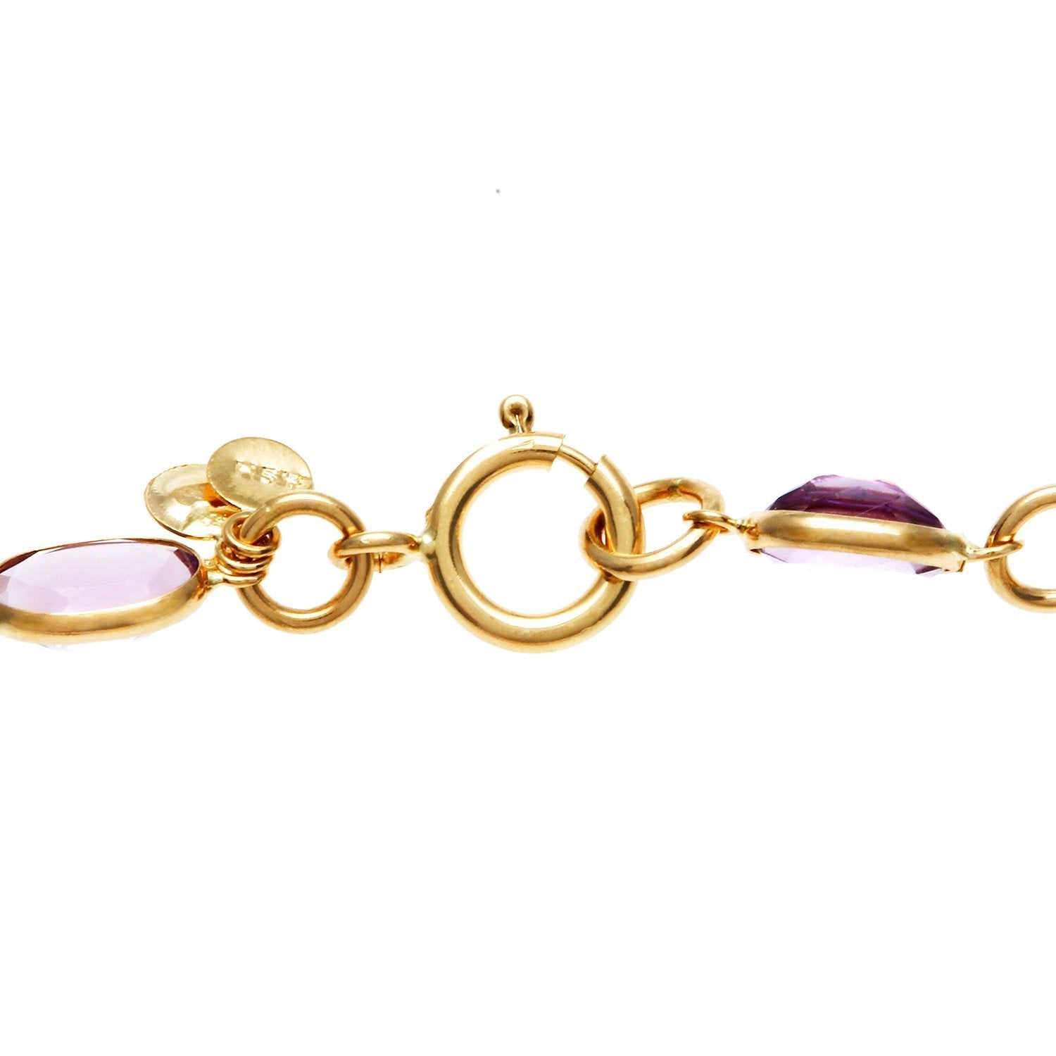 A vibrant Simulated Multi Gemstone Rainbow Bracelet featuring 14K gold plating, showcasing colorful simulated gemstones on a link chain.