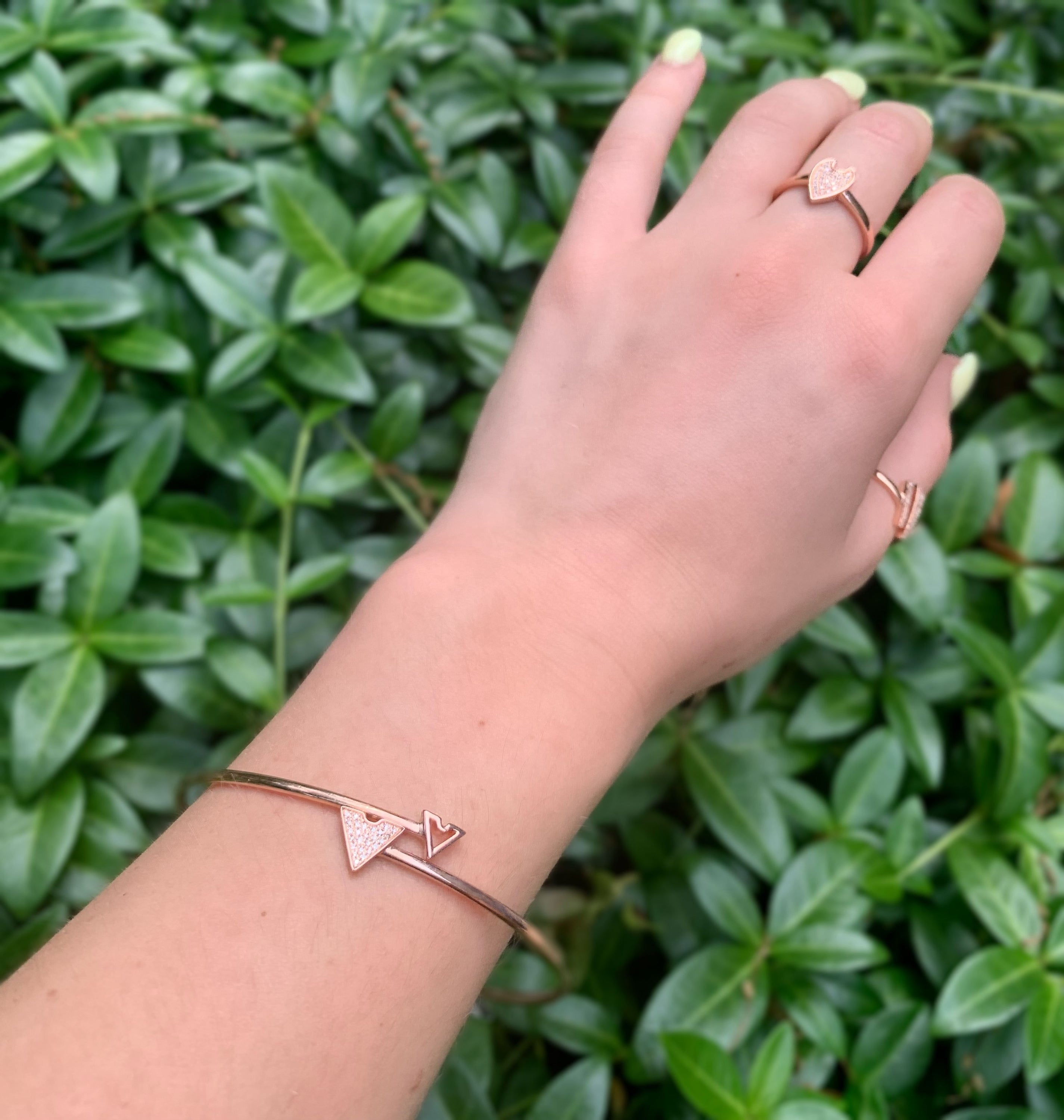 Skyscraper Triangle Roof Adjustable Diamond Bangle in 14K Rose Gold, featuring genuine diamonds in a micro pave setting, showcasing its elegant design.