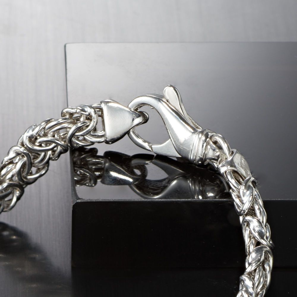 Sleek 14K white gold plated thick cut Byzantine anklet with a lobster clasp, showcasing its elegant design and link chain.