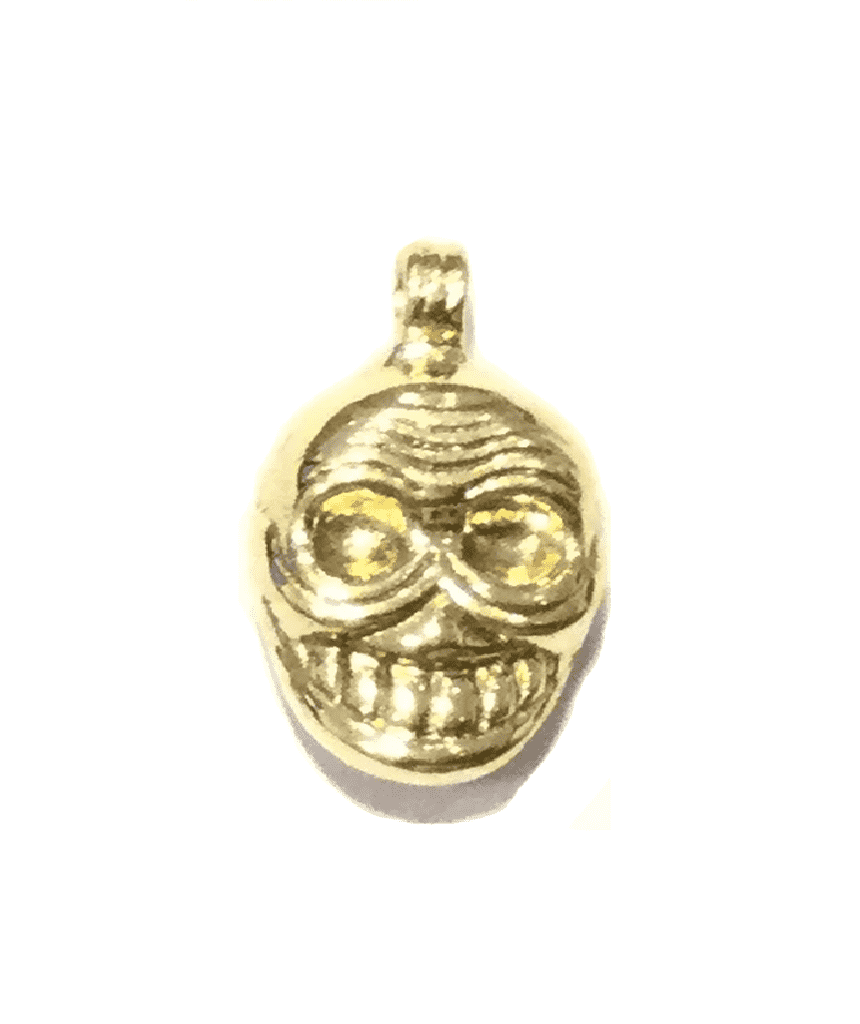 Urbiana Smiling Skull Pendant made of brass and silver plating, featuring a cute and quirky happy skull design.