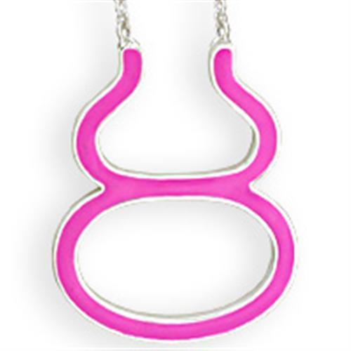 SNK05PINK Silver Brass Chain Pendant featuring a rose epoxy stone, elegantly designed for modern fashion.
