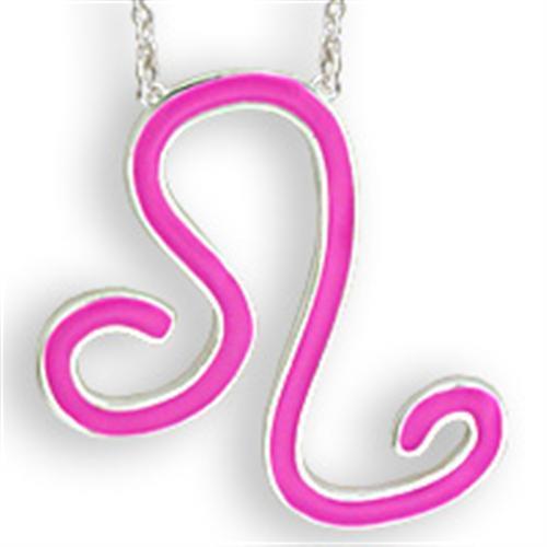 SNK06PINK Silver Brass Chain Pendant featuring a rose epoxy stone, elegantly designed for versatile wear.
