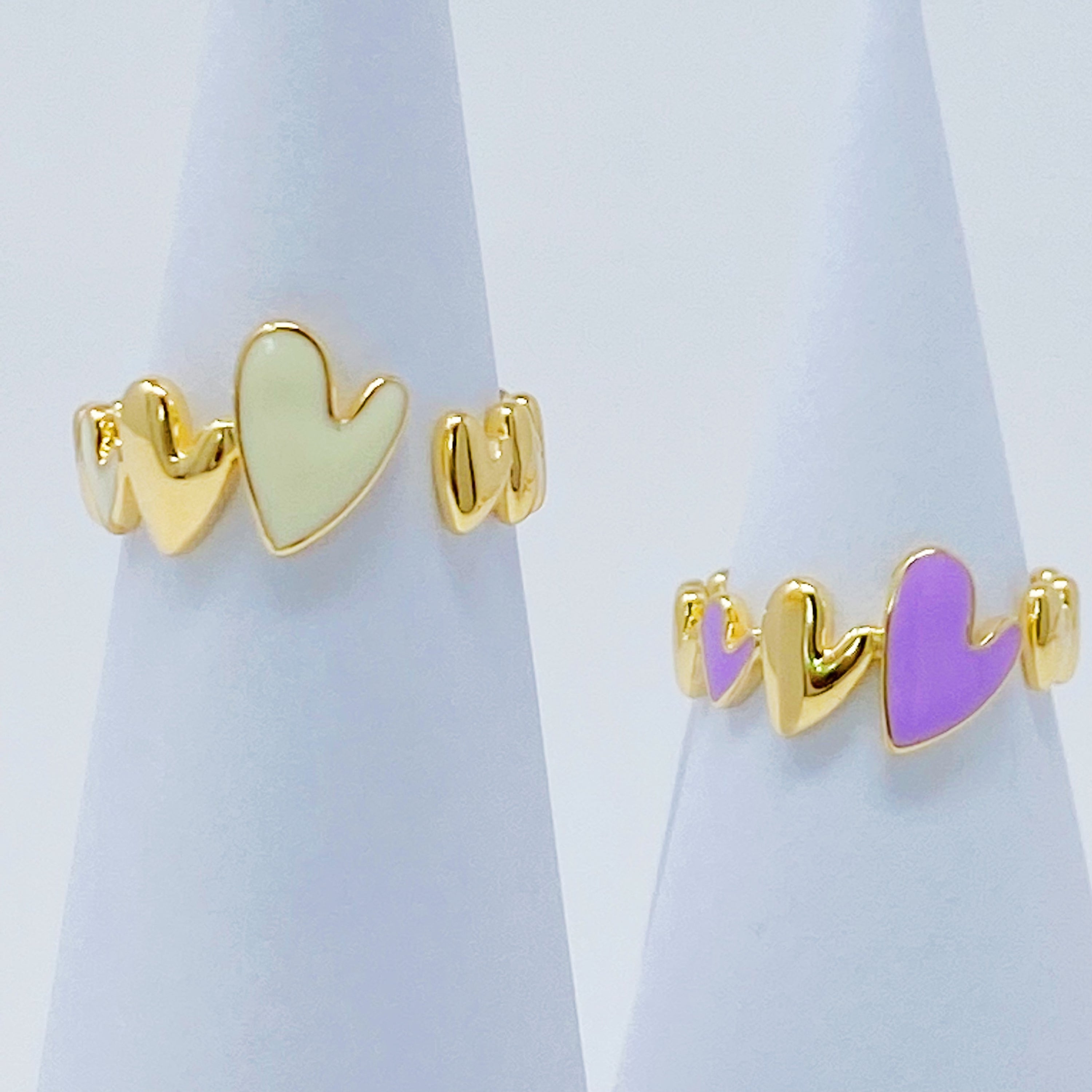 A delicate Soft Heart Open Ring featuring a small heart and oil drop design, crafted from 18K gold plated stainless steel.