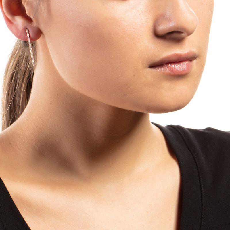 Sole du Soleil Women's 18K Gold Plated CZ Bar Earrings in white, yellow, and rose gold with clear cubic zirconia stones.