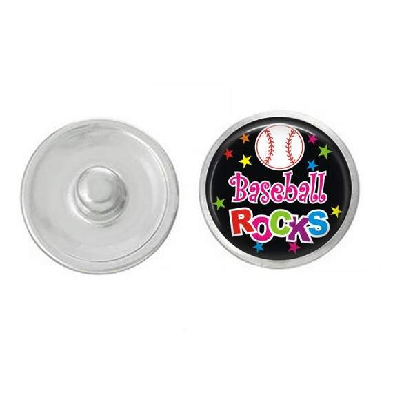 A collection of Sports Rock Themed Snaps showcasing vibrant colors and unique designs, perfect for interchangeable snap jewelry.