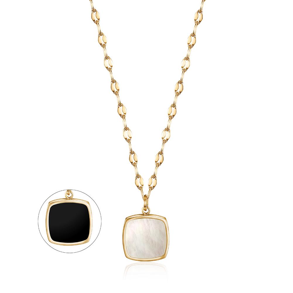 Elegant Square Opal Necklace made from stainless steel with gold plating, featuring a unique square opal pendant.