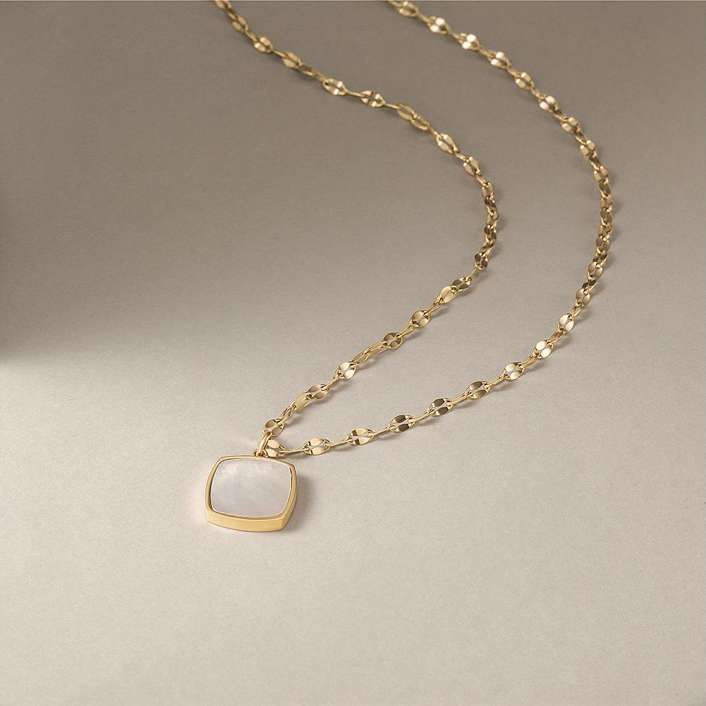 Elegant Square Opal Necklace made from stainless steel with gold plating, featuring a unique square opal pendant.